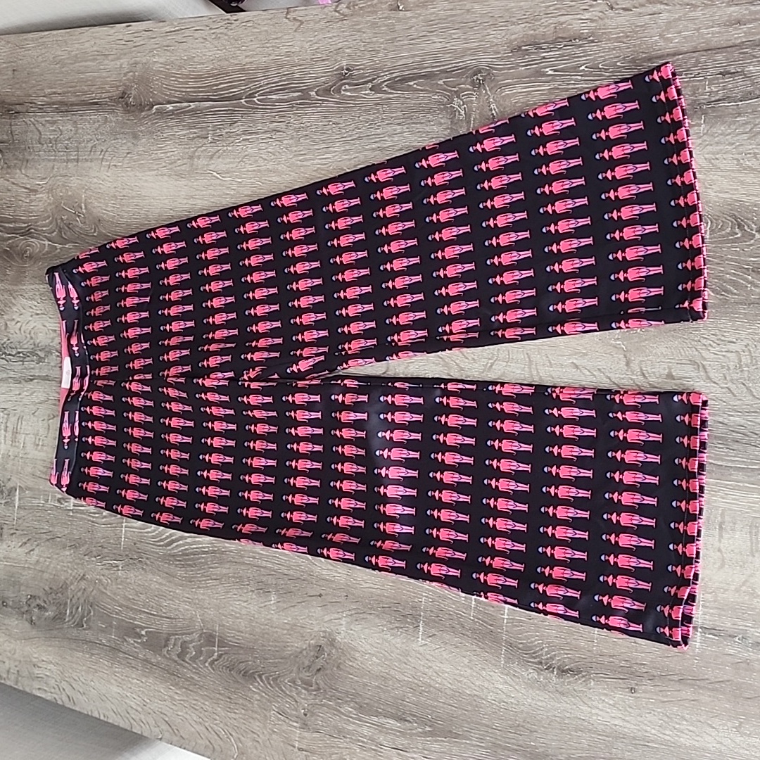 Julie Brown Nyc Funky Print Wide Leg Dress Pants Black Pink Blue Size 2